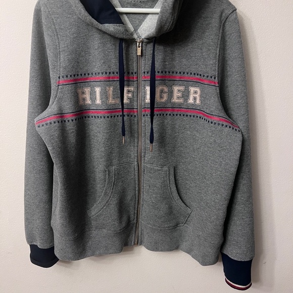 Tommy Hilfiger Gray and Pink Zip-Up Sweatshirt 314 - Picture 1 of 15